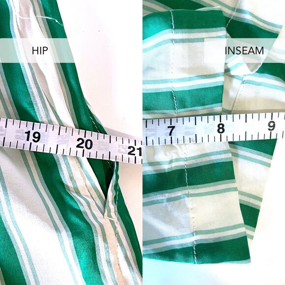 ANTHROPOLOGIE Silky Stripe Bermuda Boxer Shorts in Green Cream  Size M - Picture 11 of 11